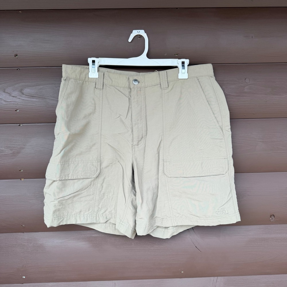 The North Face Cargo Shorts Mens 38 Tan Khaki Nylon Hiking Utility Outdoor